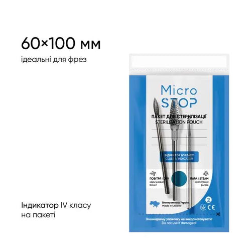 MicroSTOP – Sachet de stérilisation – 60 × 100 mm – Bleu